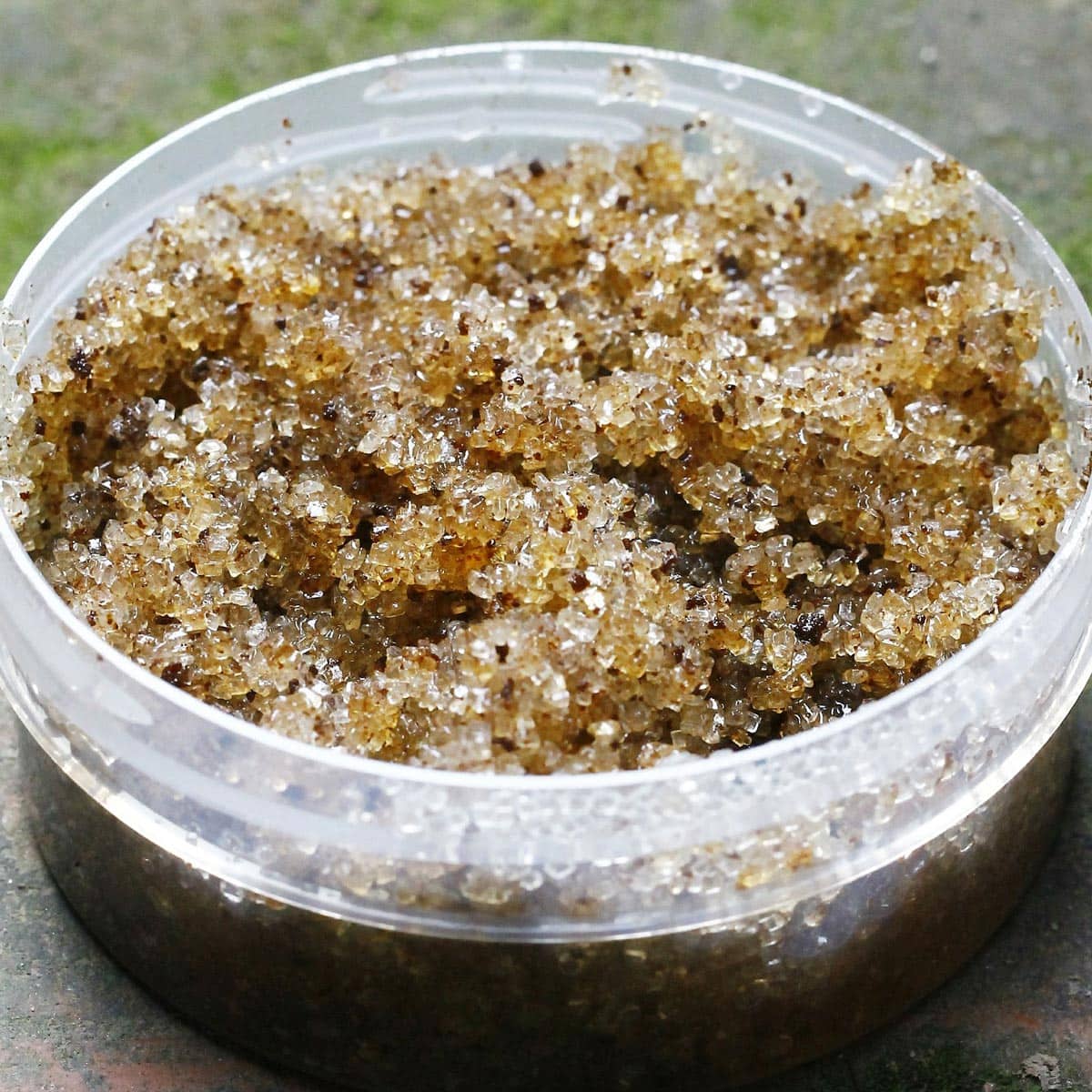 Homemade Sugar Scrub in round container